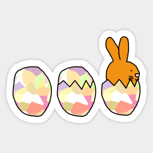 Funny Easter Eggs with a Bunny Sticker